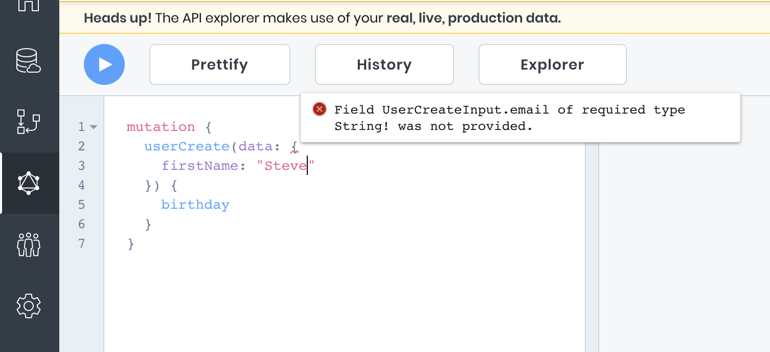 Tooltip showing error in API Explorer