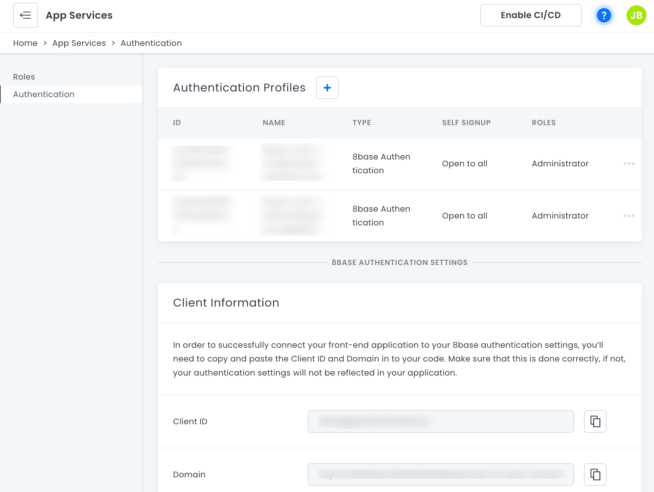 Authentication dashboard