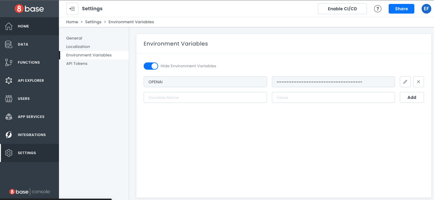 Environment variable