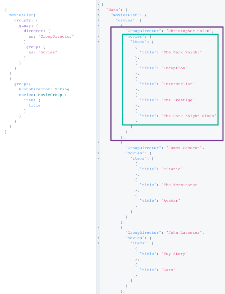 The 8base API explorer showing the results of a query with one condition.