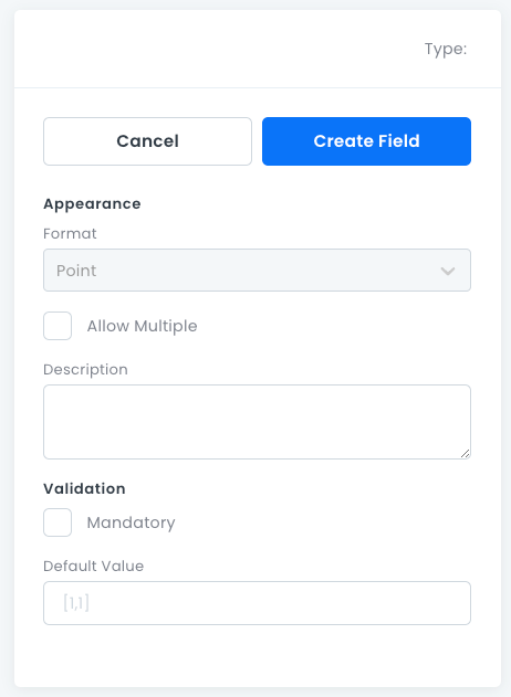 Geo field properties pane