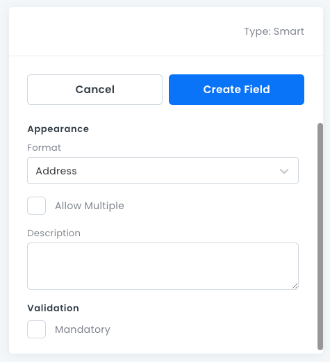 Smart field properties pane